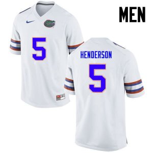 Men's Florida Gators #5 CJ Henderson NCAA Nike White Authentic Stitched College Football Jersey BMU3362OD